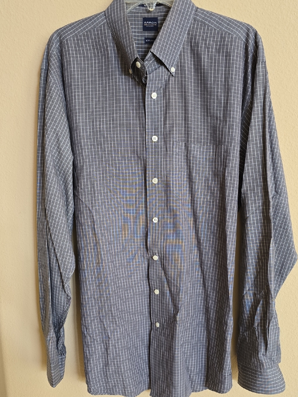 Arrow XLT Charcoal Grey Windowpane Button-Down Dress Shirt